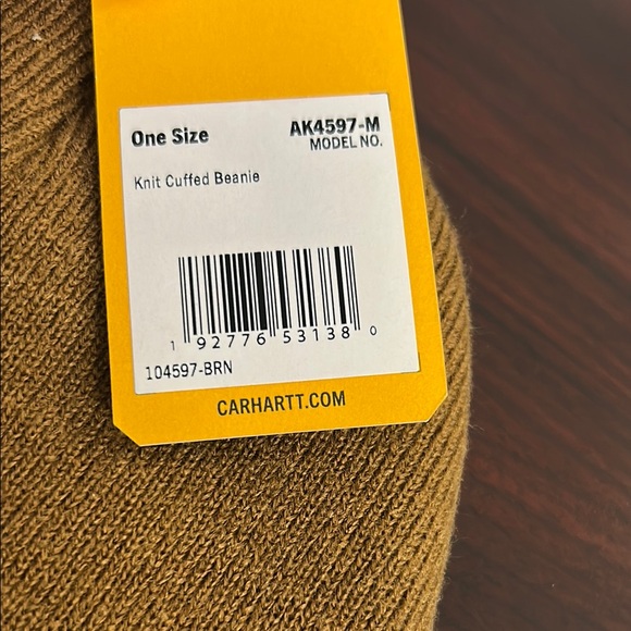 Carhartt Brown Knit Beanie with Cuffed Design - Picture 2 of 3